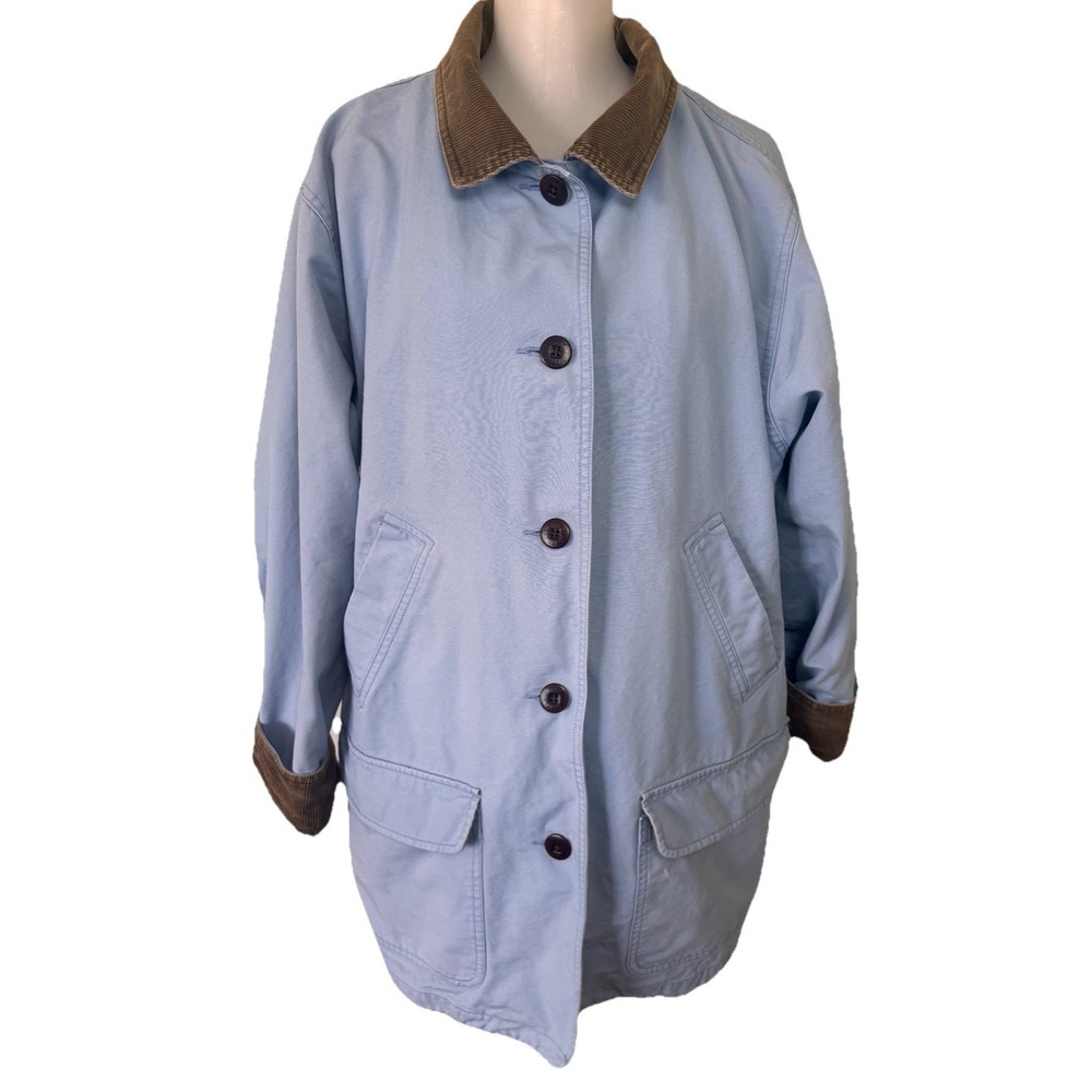 VTG  LL Bean Barn Chore Jacket Corduroy Collar Lined Women's Size 2X Blue 0WY27